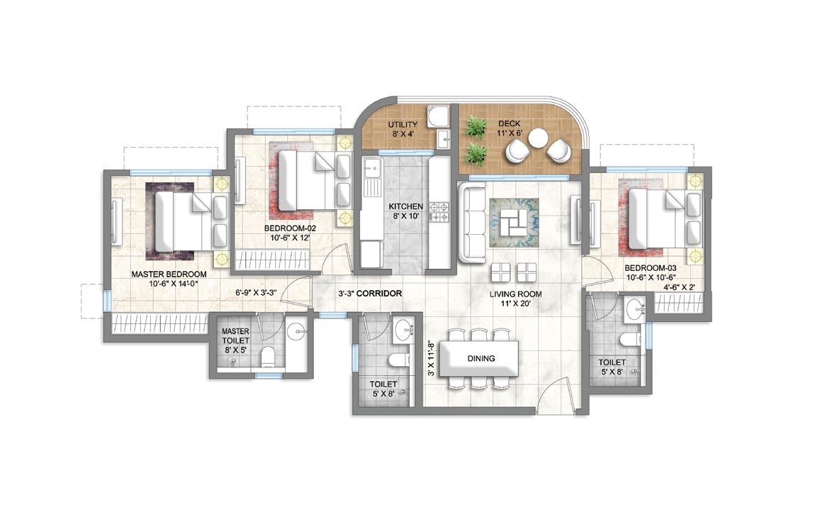 3 BHK Floor Plan